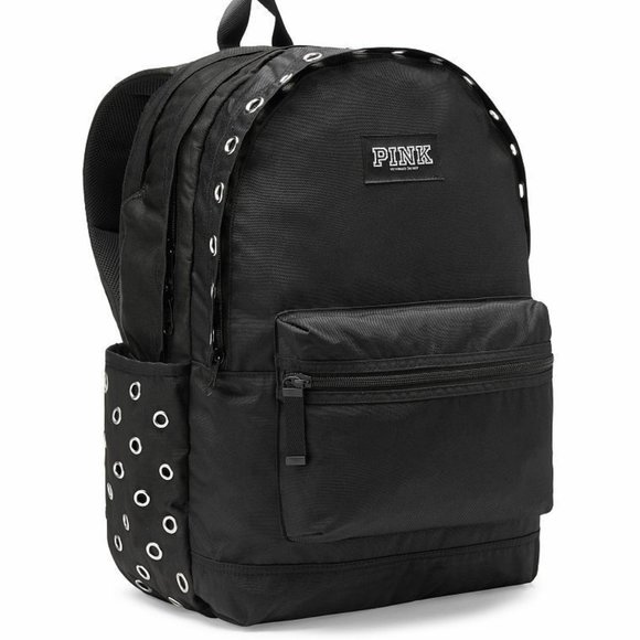 pink campus backpack pure black